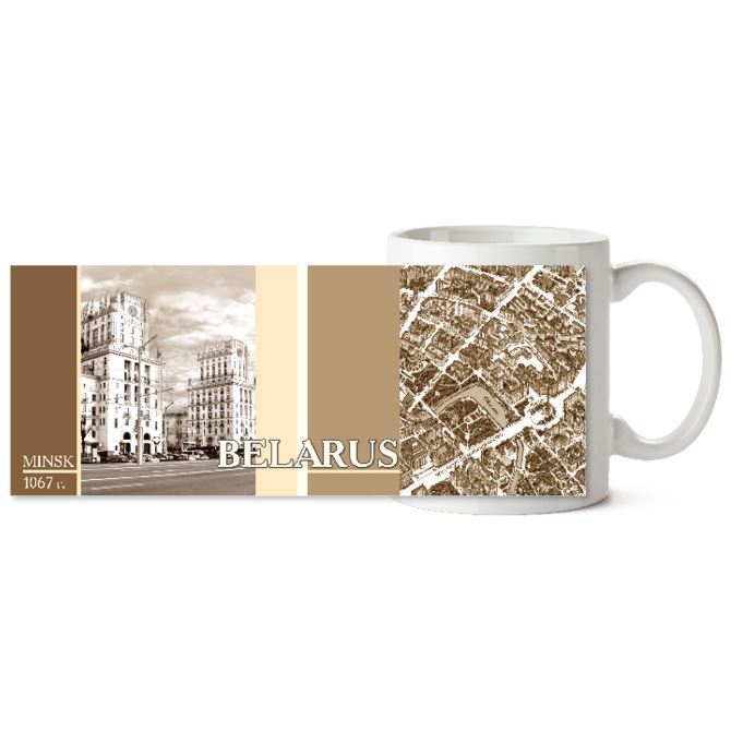 Chameleon mugs Minsk map Sepia