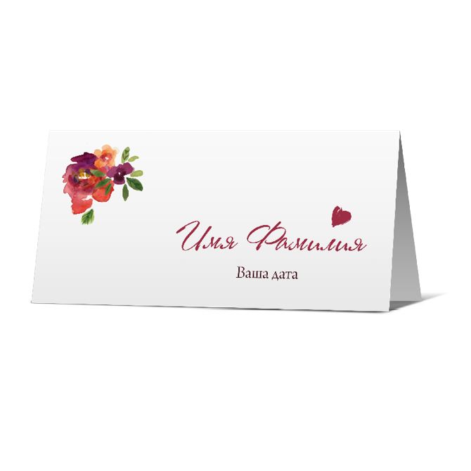 Guest seating cards Flowers on white background