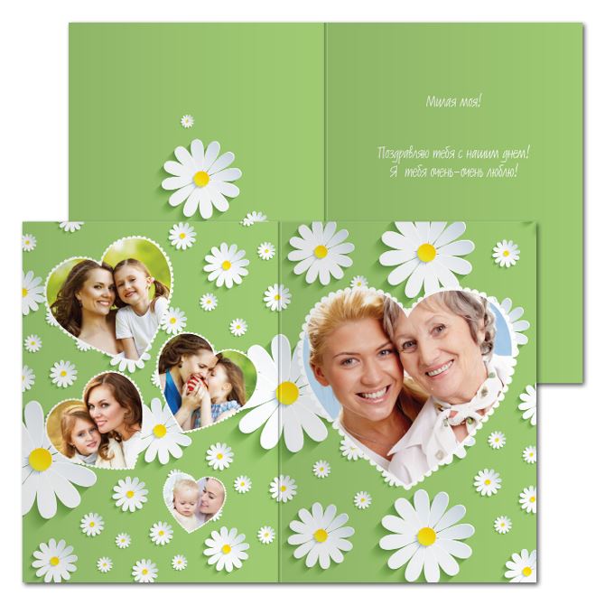 Открытки двухсторонние стандартные Daisies on a green background