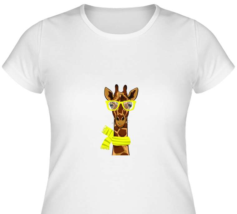 Майки, футболки женские Giraffe with glasses