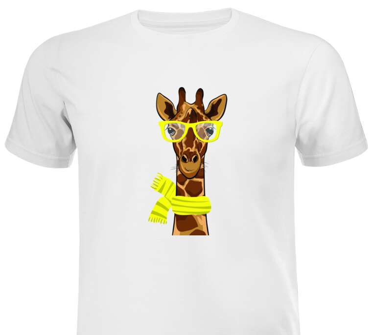 Майки, футболки белые Giraffe with glasses