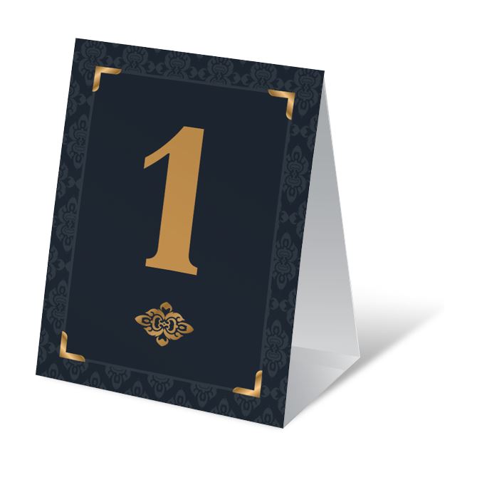 Table numbers Dark background with gold