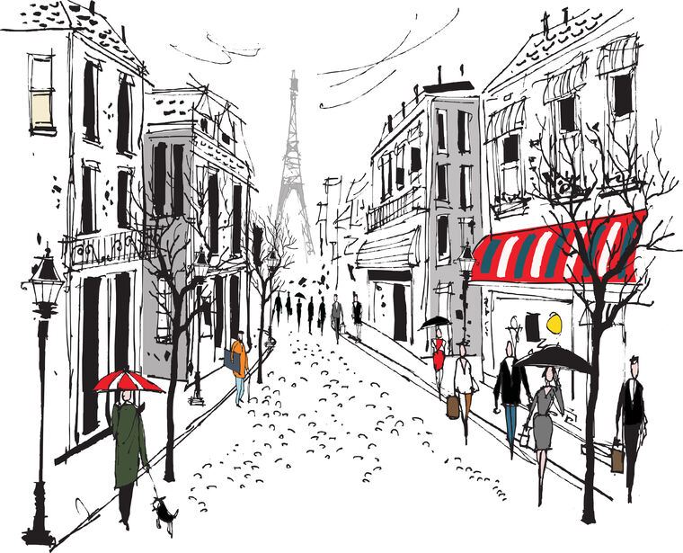 Картины на пластике, пеноркартоне French street illustration