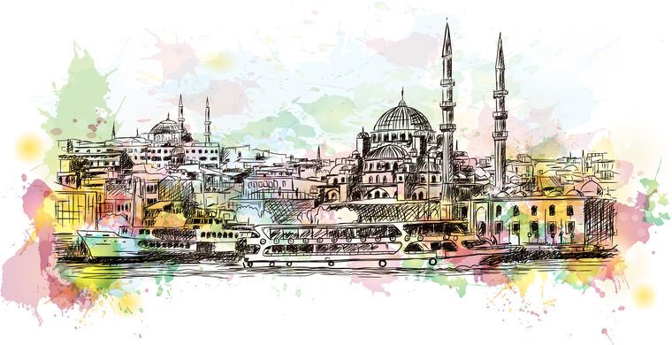 Картины на пластике, пеноркартоне Istanbul digital illustration