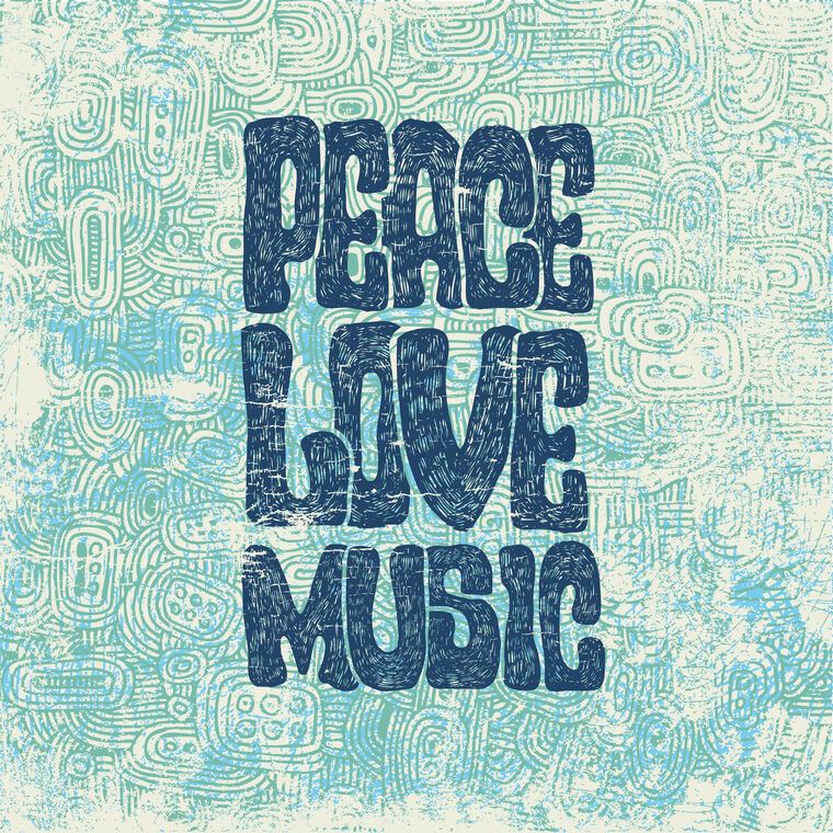 Купить и печать на заказ Картины на пластике, пеноркартоне Peace love music