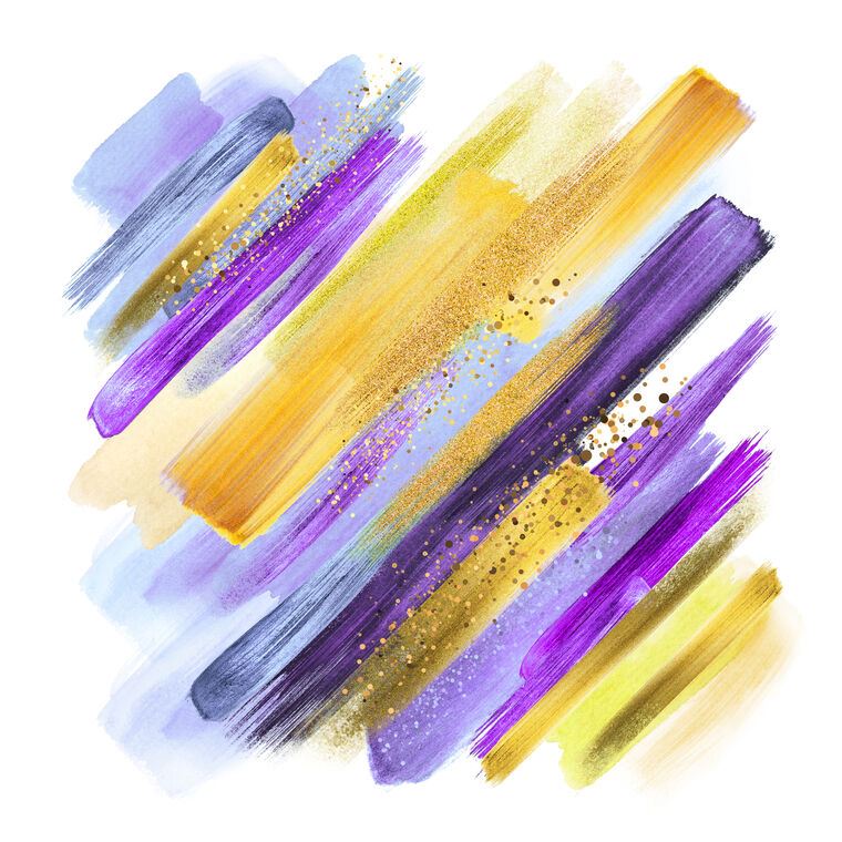 Картины на пластике, пеноркартоне Purple and yellow paint