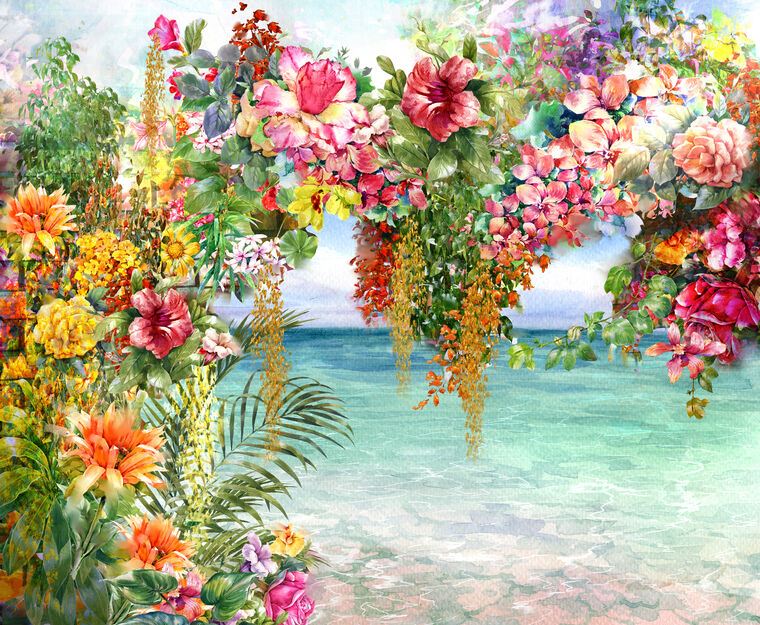 Картины на подрамнике Colorful flowers by the sea