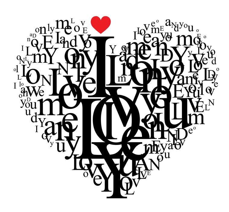 Картины, фото с паспарту Heart made of letters