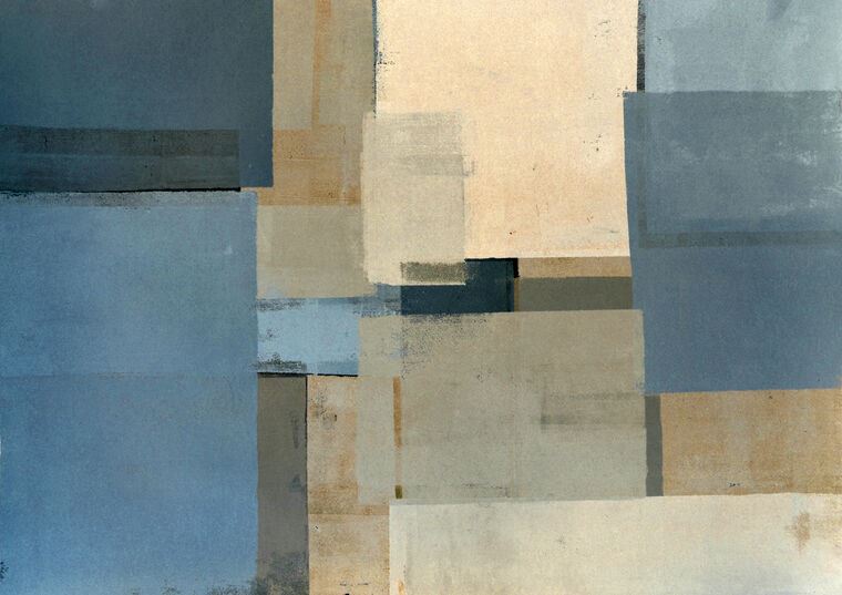 Картины, фото с паспарту Blue and beige abstraction