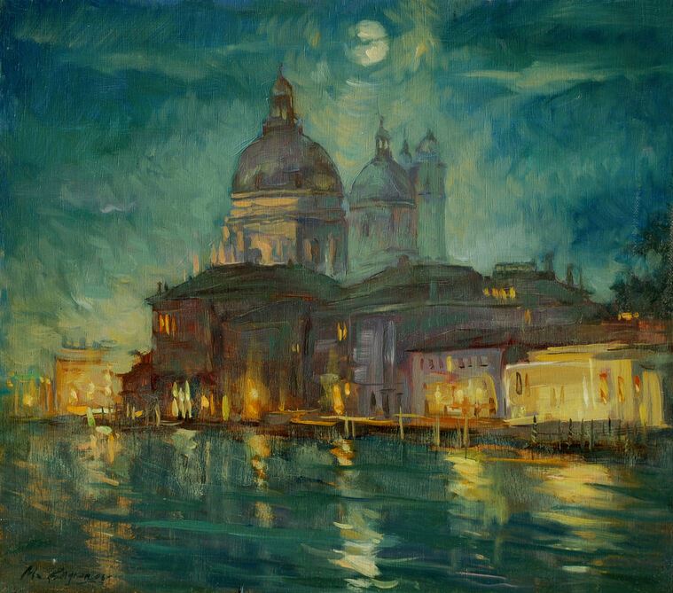 Картины на пластике, пеноркартоне Night Venice