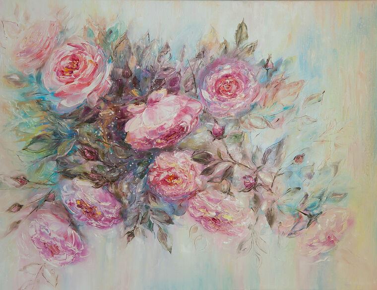 Картины в рамке, багете A series of delicate roses живопись_3