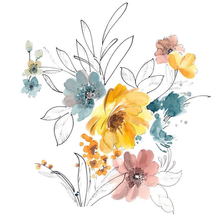 Картины на пластике, пеноркартоне A series of delicate watercolor floral стиль_1