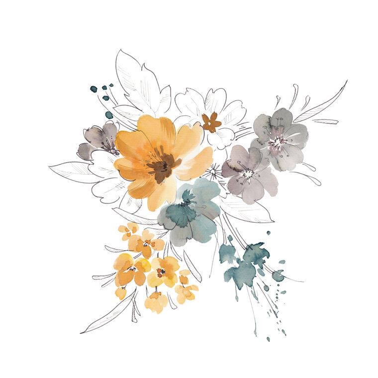 Картины в рамке, багете A series of delicate watercolor floral стиль_8