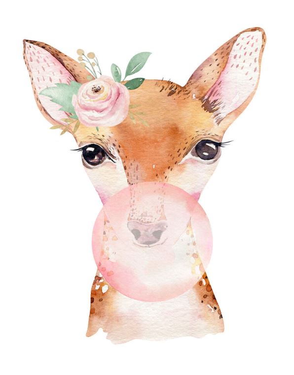 Картины на пластике, пеноркартоне Deer watercolor