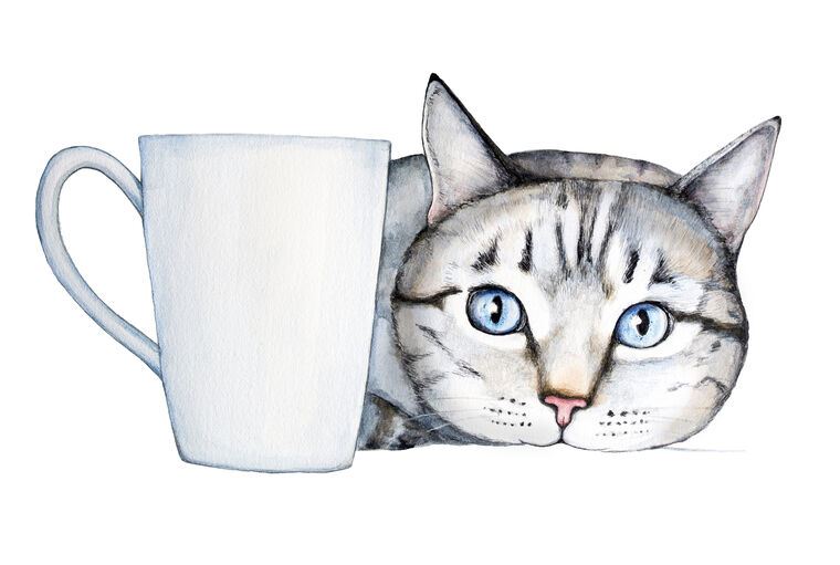 Картины на пластике, пеноркартоне Cat with blue eyes watercolor