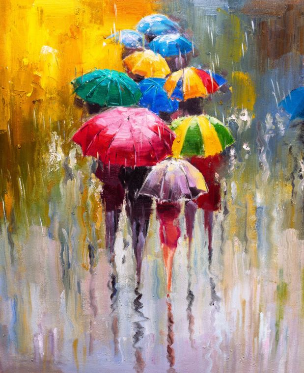 Картины, фото с паспарту Colorful umbrellas