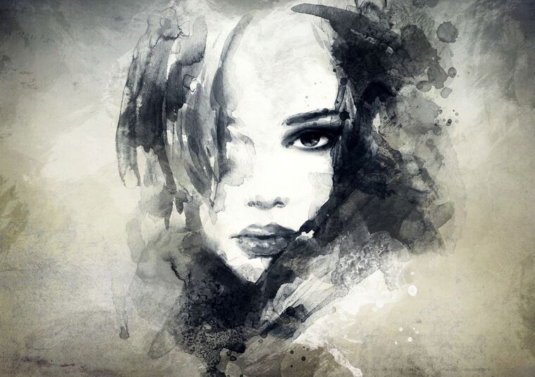 Paintings Portrait of a girl on grunge background
