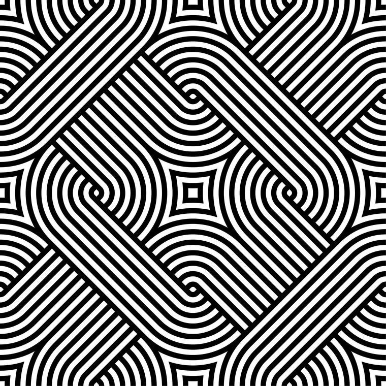 Картины на пластике, пеноркартоне Black-and-white pattern of lines