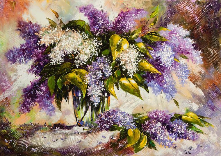 Картины, фото с паспарту A bouquet of lilacs