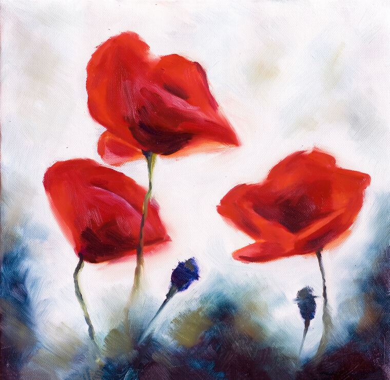 Reproduction paintings Three red poppy