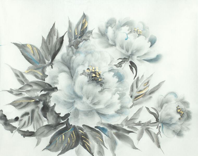 Репродукции картин Watercolor peonies with gold touches