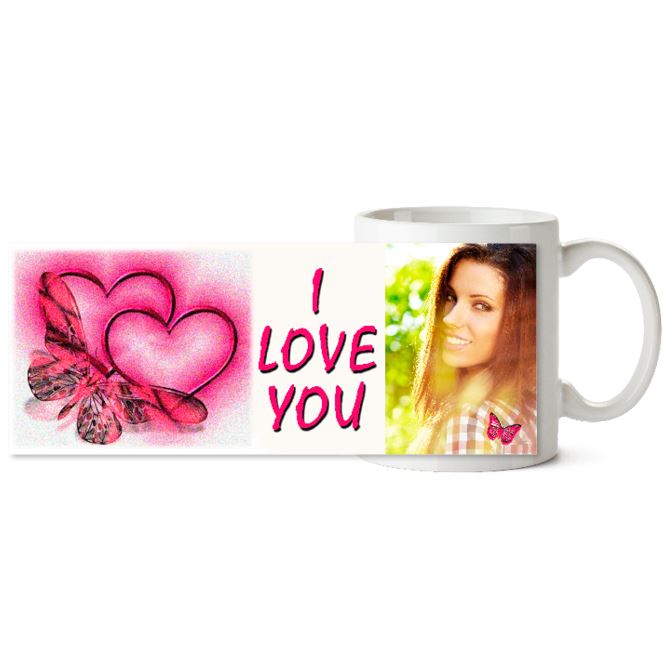 Chameleon mugs Heart and butterfly.