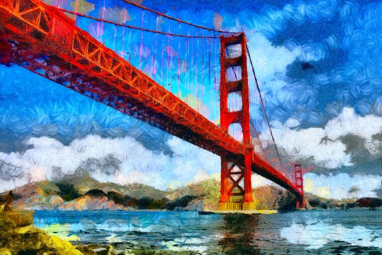 Картины, фото с паспарту San Francisco Golden bridge