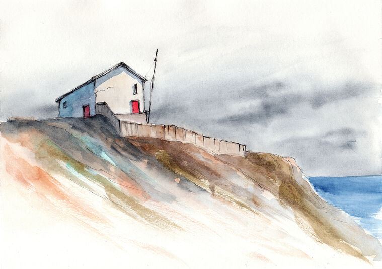 Картины The house by the sea watercolor illustration
