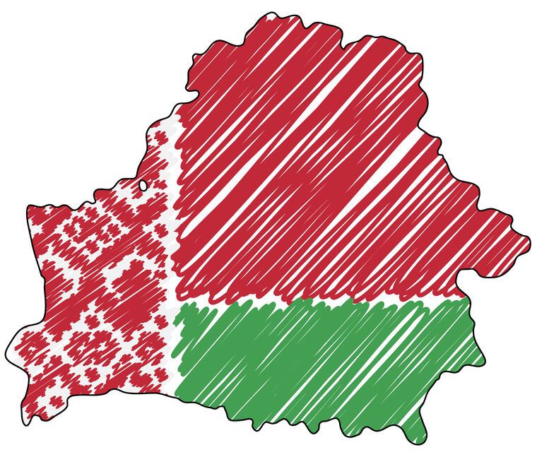 Reproduction paintings Map of Belarus with flag sketch