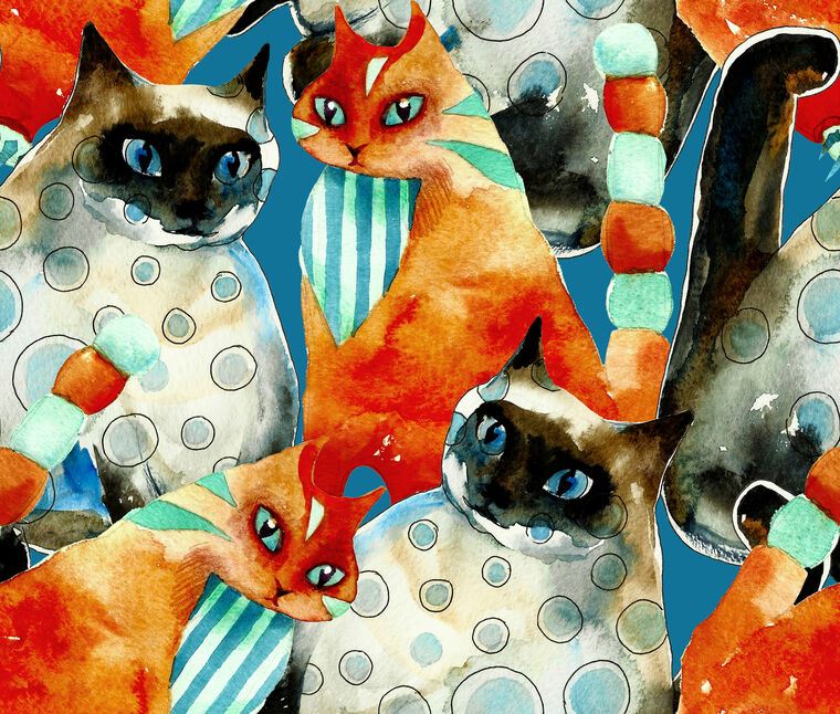 Картины, фото с паспарту A pattern of cartoon cats