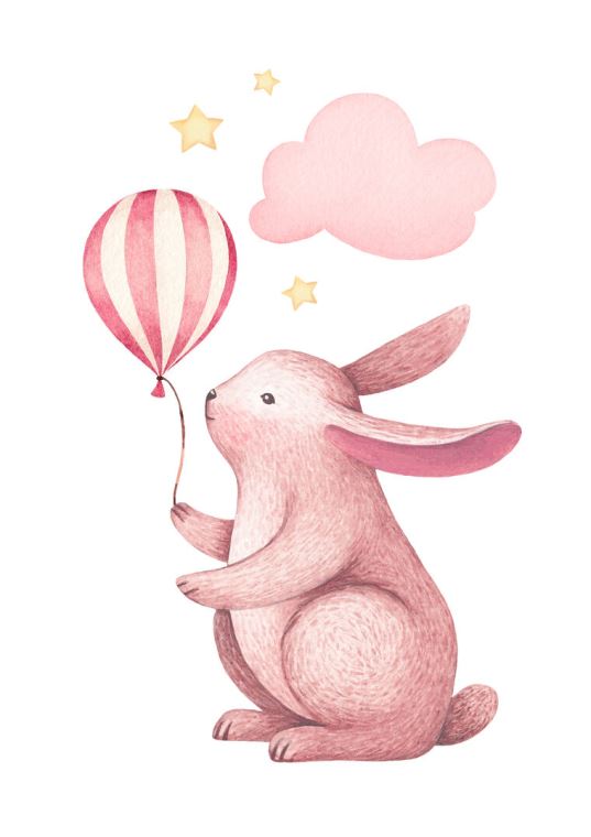 Картины на пластике, пеноркартоне Pink Bunny with the ball