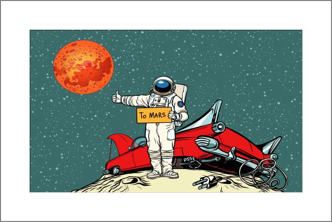 Купить и печать на заказ Картины Автостопом до Марса