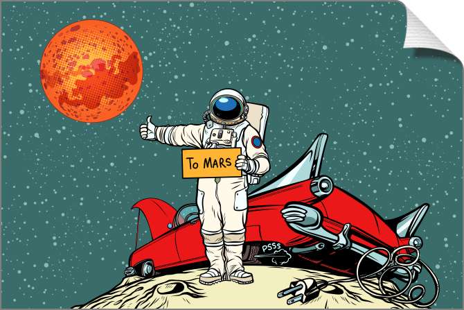 Купить и печать на заказ Картины Автостопом до Марса