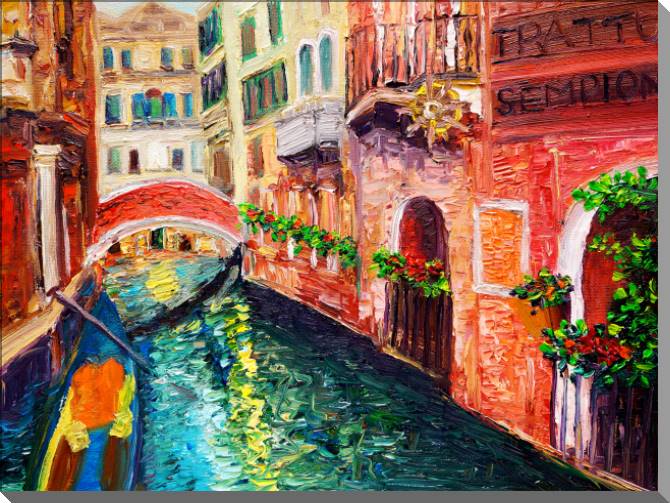 Купить и печать на заказ Картины Канал и мост в Венеции