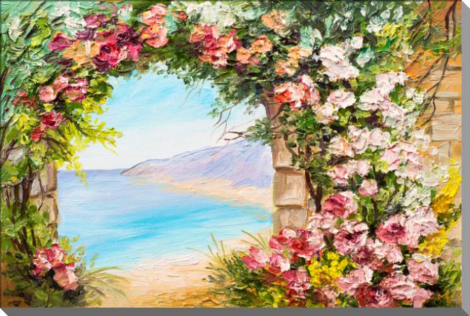 Картины Arch with flowers by the sea