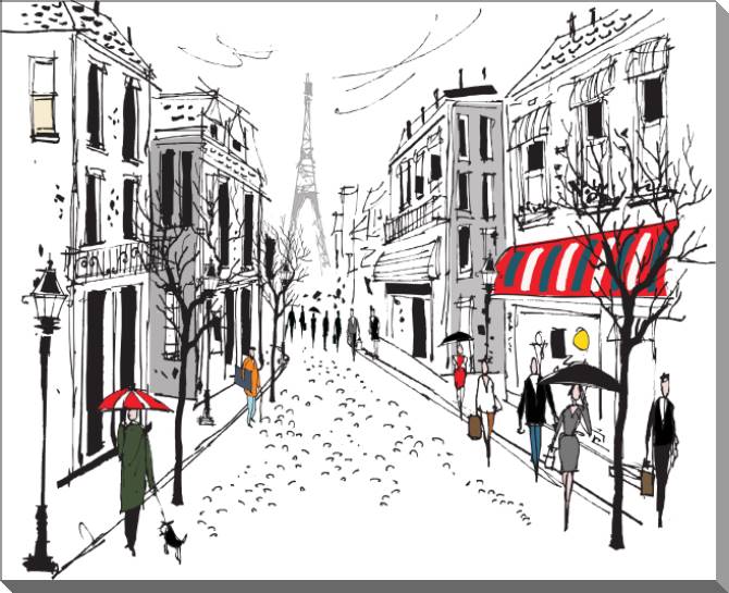 Картины French street illustration