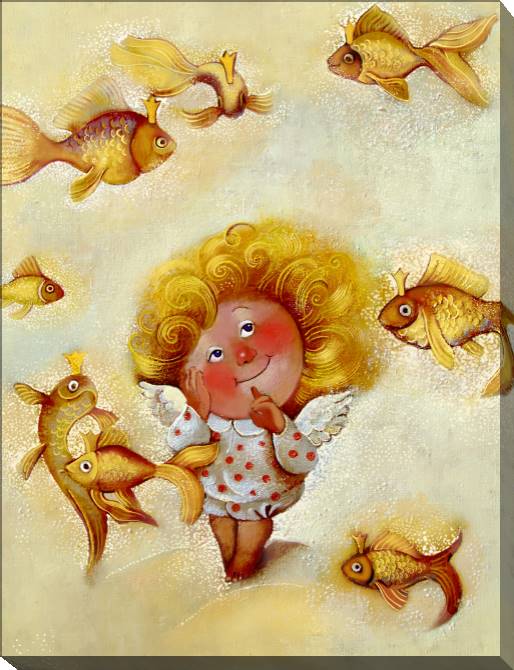 Купить и печать на заказ Картины Ангел и рыбки