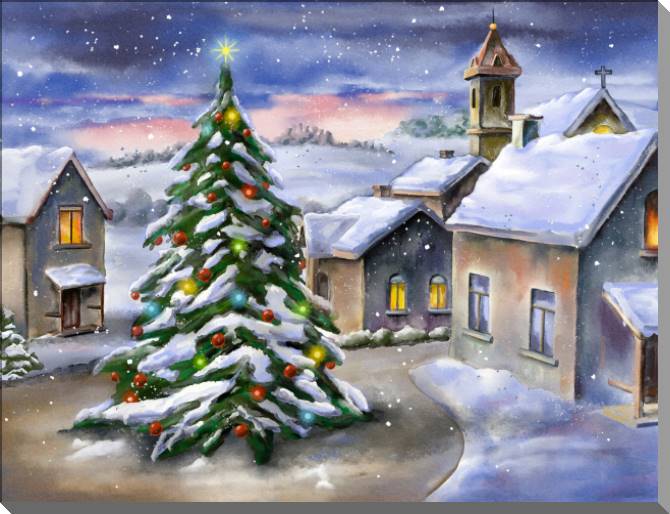 Картины Landscape with a Christmas tree