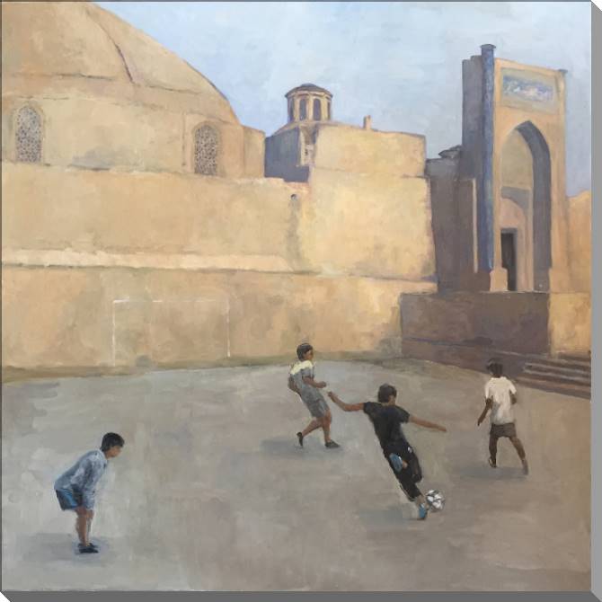 Paintings Boys play football