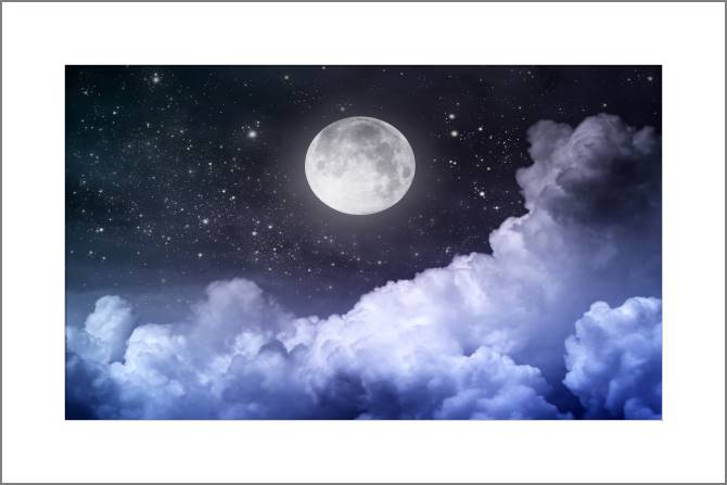 Купить и печать на заказ Картины Ночное небо с луной