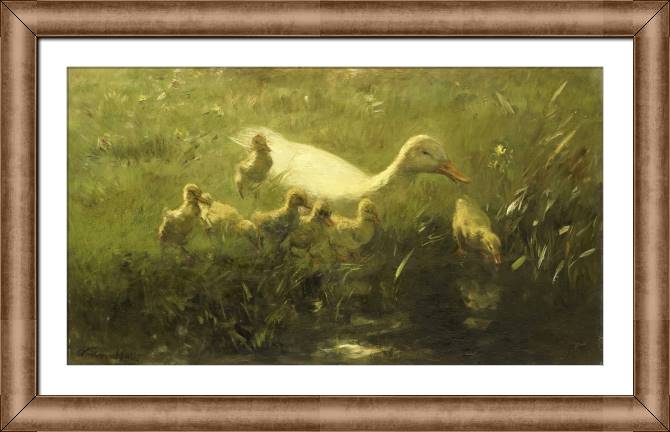 Купить и печать на заказ Репродукции картин Белая утка с семью птенцами (Виллем Марис)