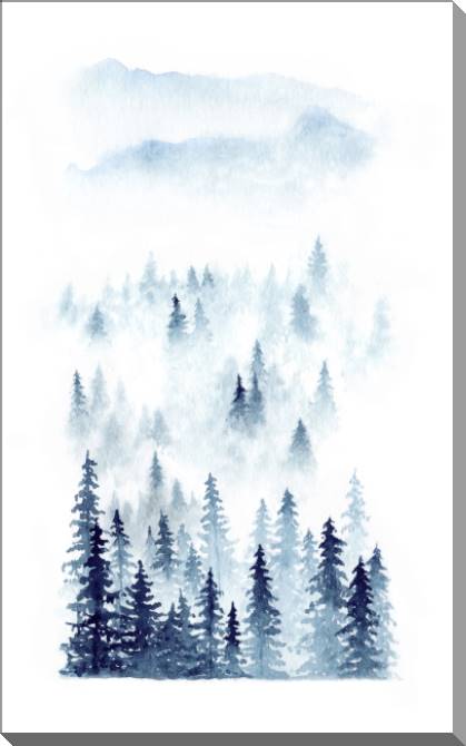 Купить и печать на заказ Картины Лес в тумане акварель