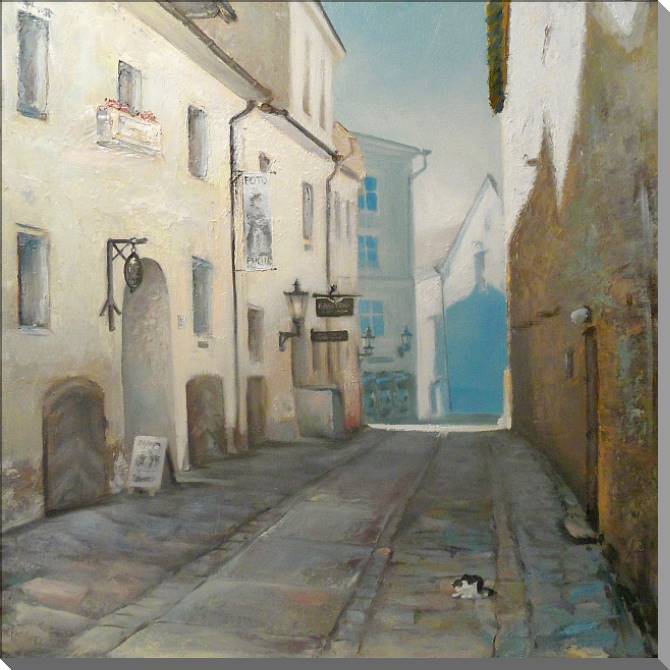 Картины Old street and the cat