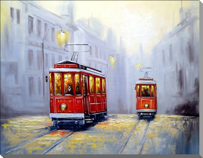 Картины Trams in the old town