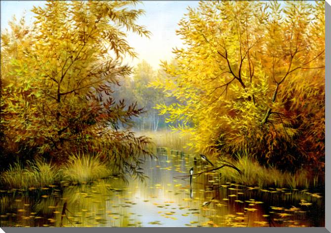 Paintings Autumn willow above the river