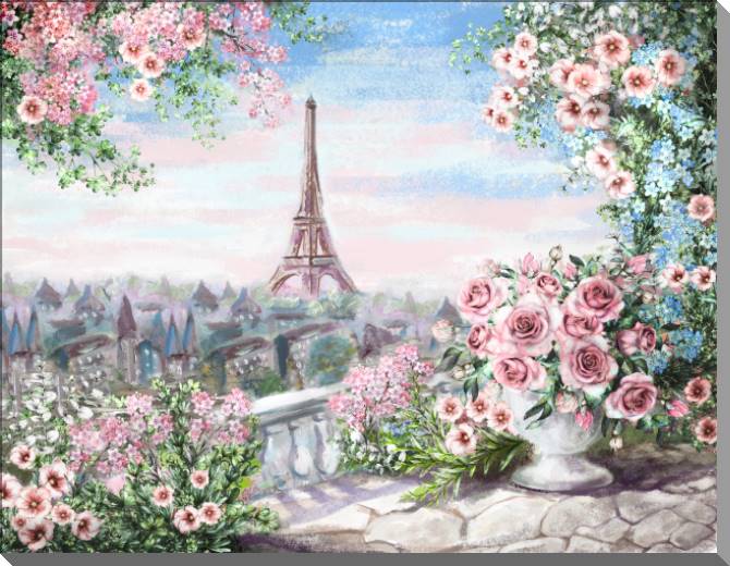 Картины Eiffel tower and roses