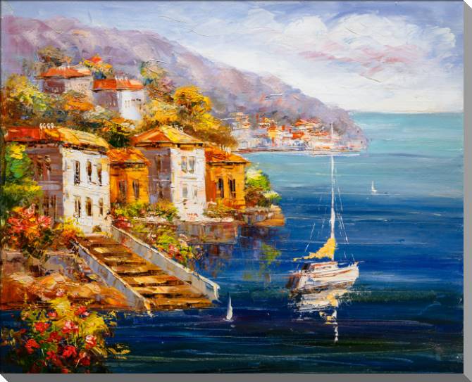 Купить и печать на заказ Картины Вид на гавань, Греция