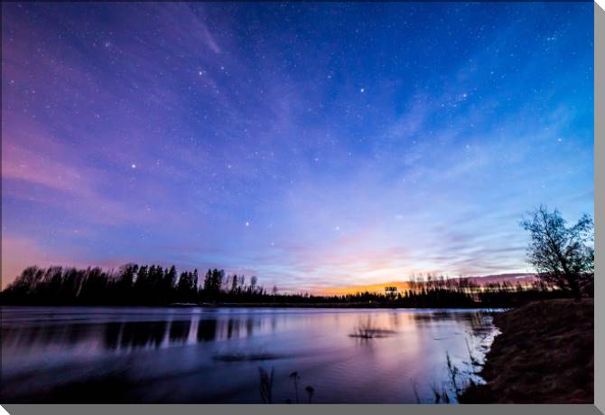 Картины Colorful sky after sunset at the river