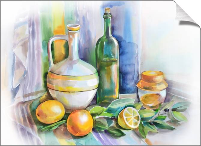 Купить и печать на заказ Картины Акварельный натюрморт с лимонами