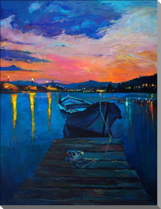 Paintings Boat at sunset
